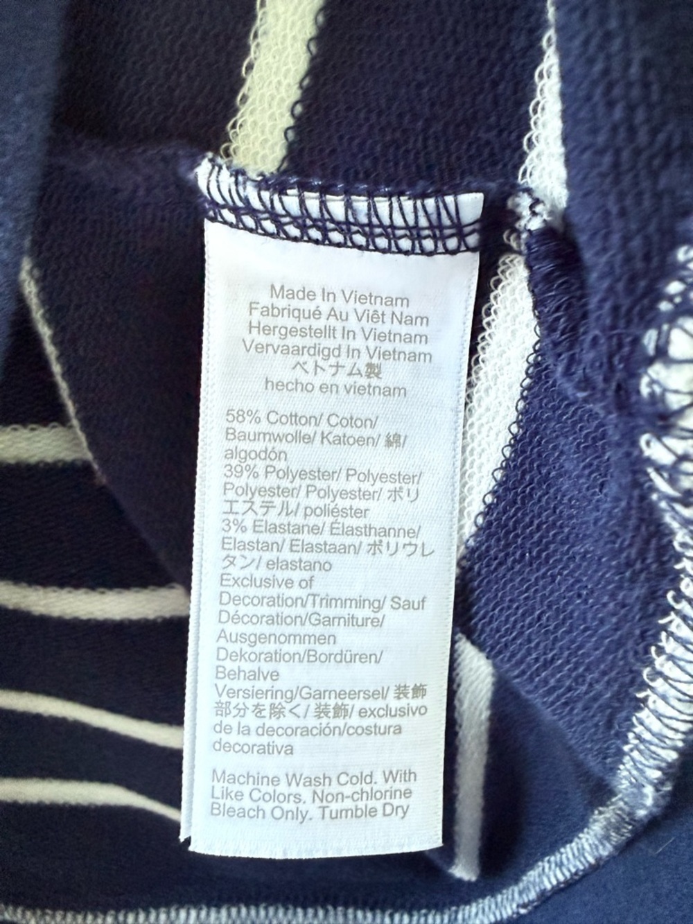 J.Crew Factory Women's White Navy Stripe Ruffle Lace Sleeve Sweatshirt Size XL - Picture 12 of 12